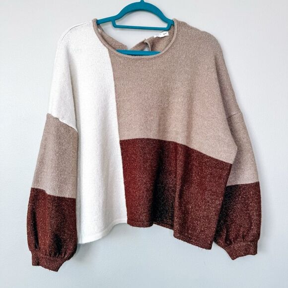 Blu Pepper Red Pull Over Color Block Sweater Size S/M - Picture 2 of 6